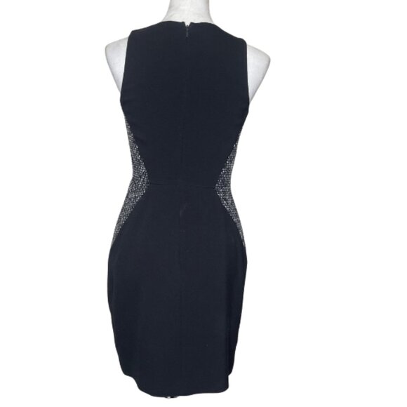 Banana Republic Black Sleeveless Lined Tweed Side Dress Zip Back Sz 2 - Picture 3 of 9